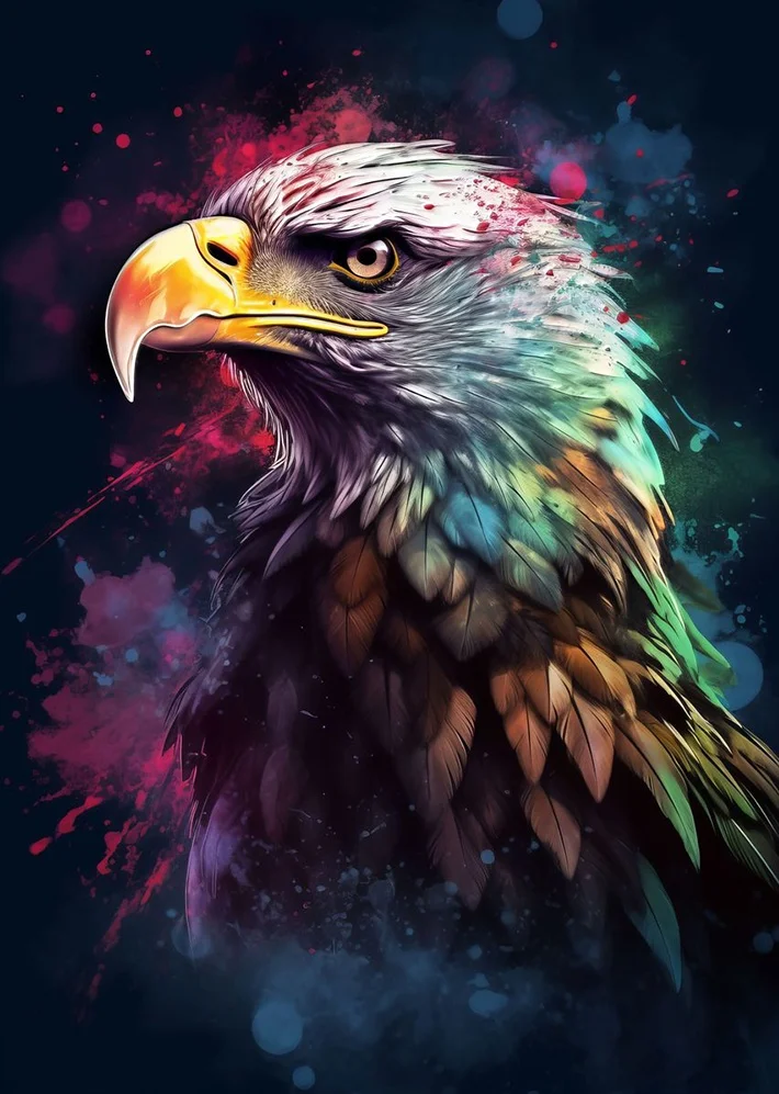 Dzikie zwierzęta akwarela - plakat rekin lew tygrys Kawa
