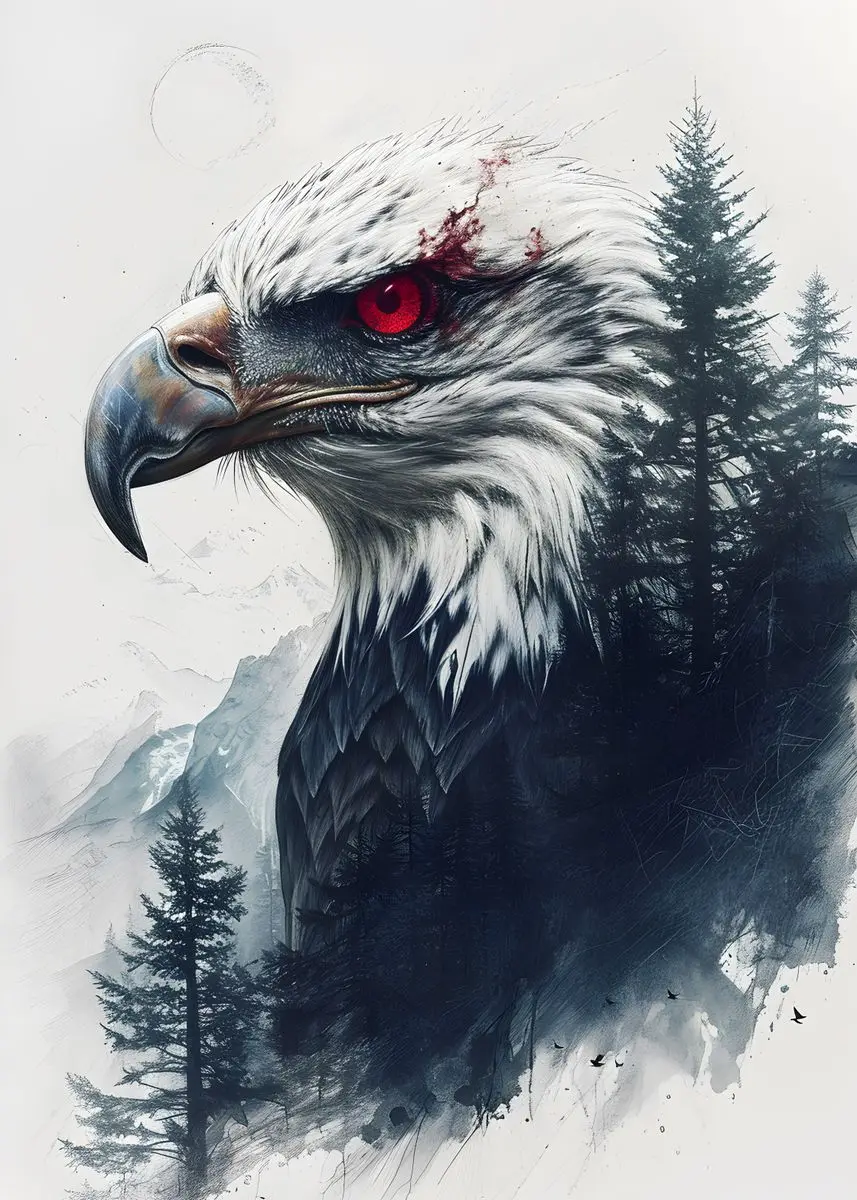Dzikie zwierzęta i las – plakat na płótnie do salonu Błękitny
