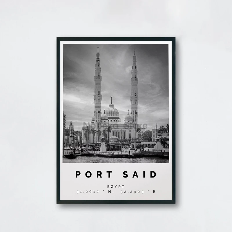 Plakat Egipt czarno-biały – fotografia podróżnicza Głęboki niebieski