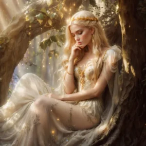 Plakat fantasy - baśniowe elfy Biały