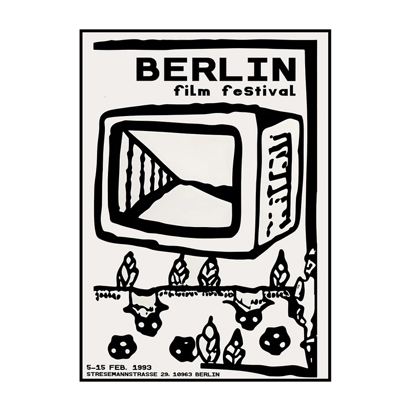 Plakat filmowy retro z aparatem i kotem Niebieski