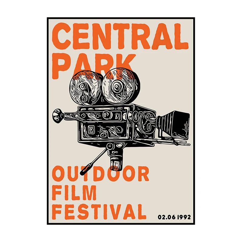 Plakat filmowy retro z aparatem i kotem Zielony