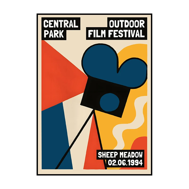 Plakat filmowy retro z aparatem i kotem Złoto