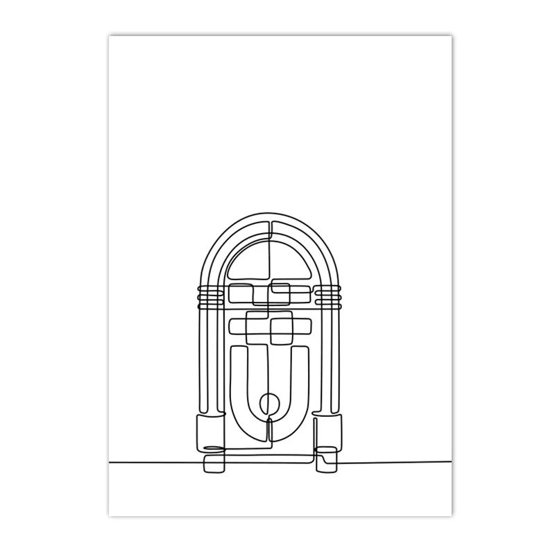 Plakat fortepian minimalistyczna linia Ciemny szary