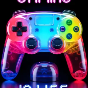 Plakat gamingowy z neonowym napisem Wielo
