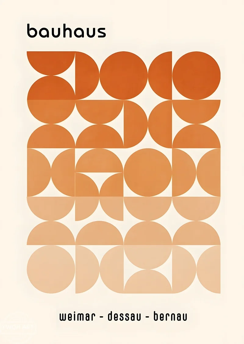 Plakat geometryczny Bauhaus mid-century Biały