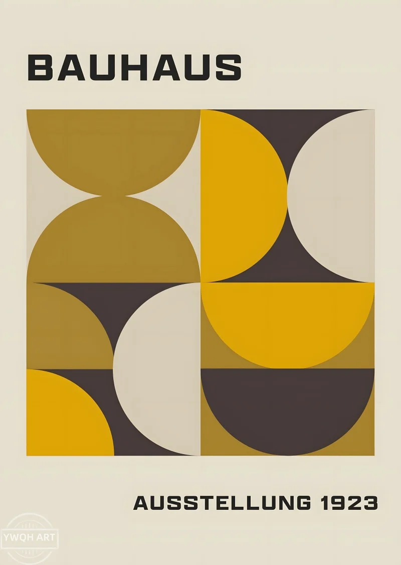 Plakat geometryczny Bauhaus mid-century Brązowy