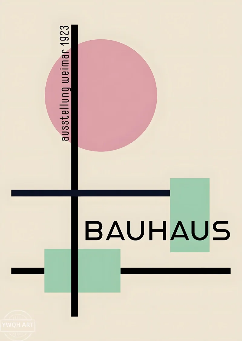 Plakat geometryczny Bauhaus mid-century Czarny
