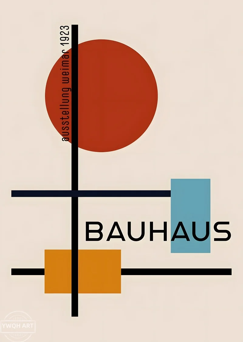 Plakat geometryczny Bauhaus mid-century Granatowy