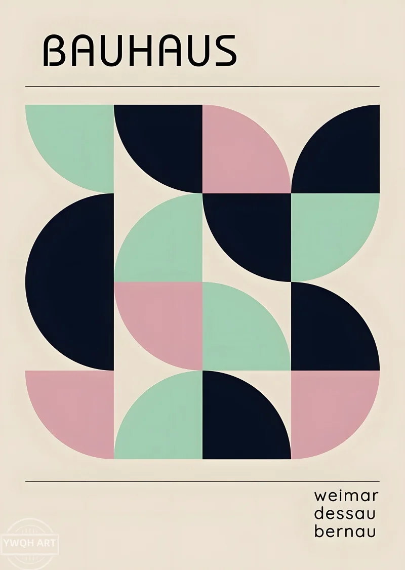 Plakat geometryczny Bauhaus mid-century Jasnozielony