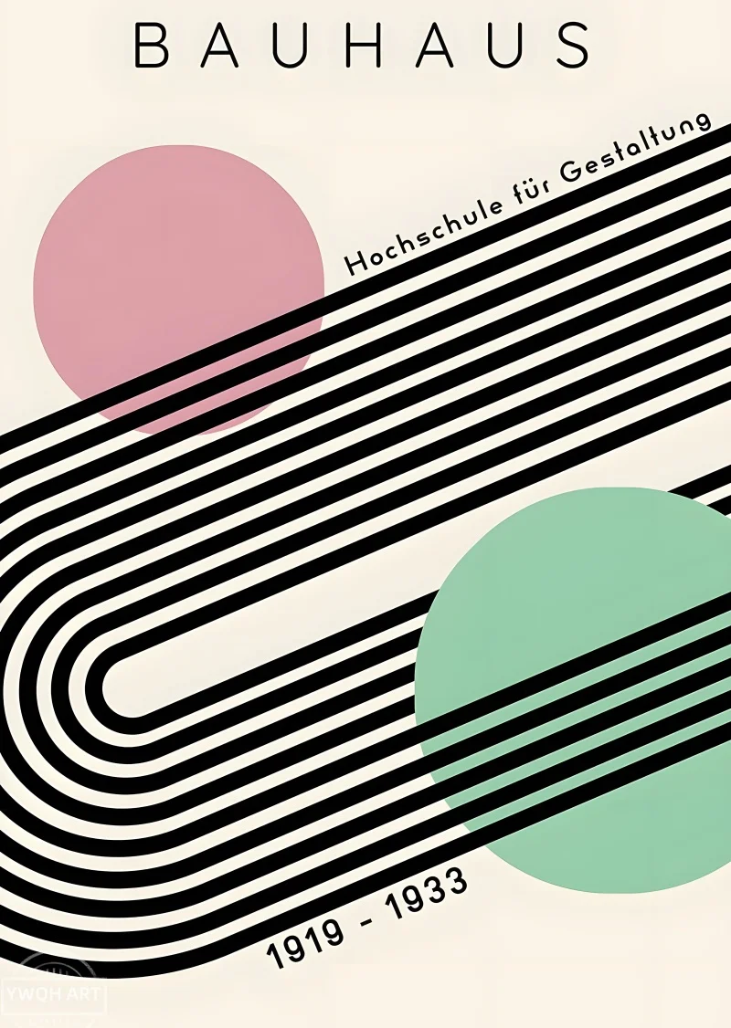 Plakat geometryczny Bauhaus mid-century Jasnożółty
