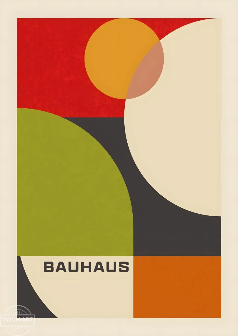 Plakat geometryczny Bauhaus mid-century Jasny