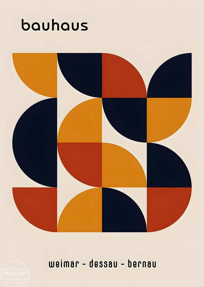 Plakat geometryczny Bauhaus mid-century Niebieski