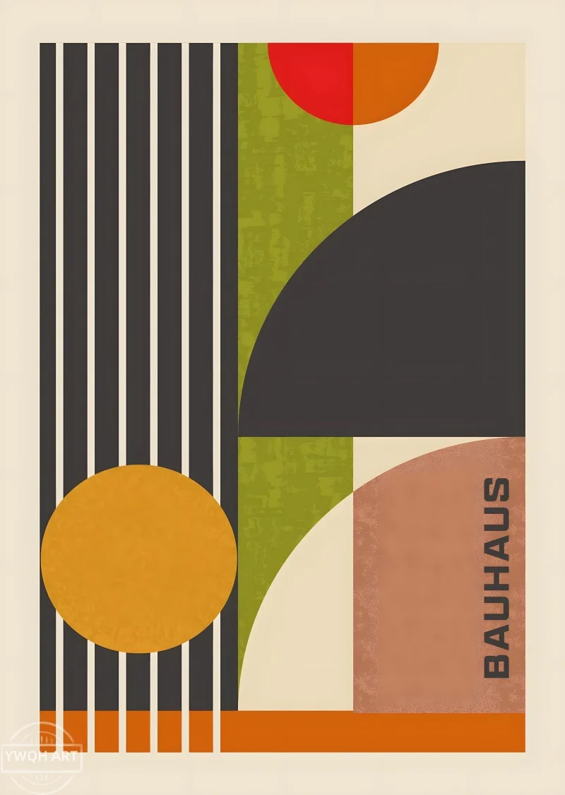 Plakat geometryczny Bauhaus mid-century Pomarańczowy