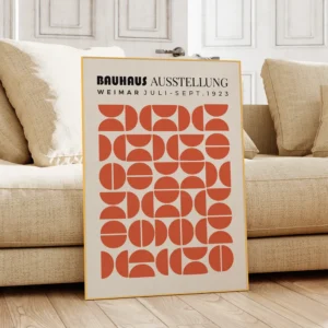 Plakat geometryczny Bauhaus pomarańczowe półkole Czerwony