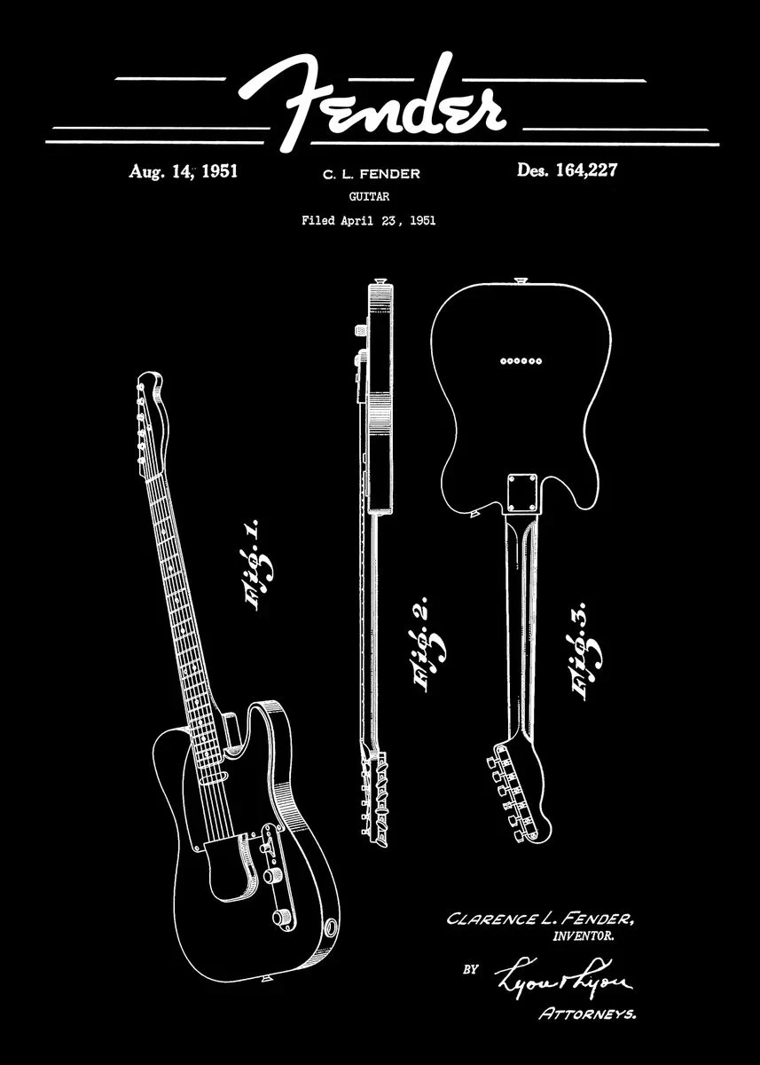 Plakat gitara line art – abstrakcyjny rysunek na ścianę Armijna zieleń