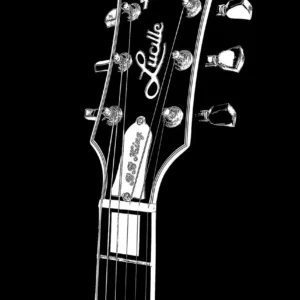 Plakat gitara line art – abstrakcyjny rysunek na ścianę Błękitny
