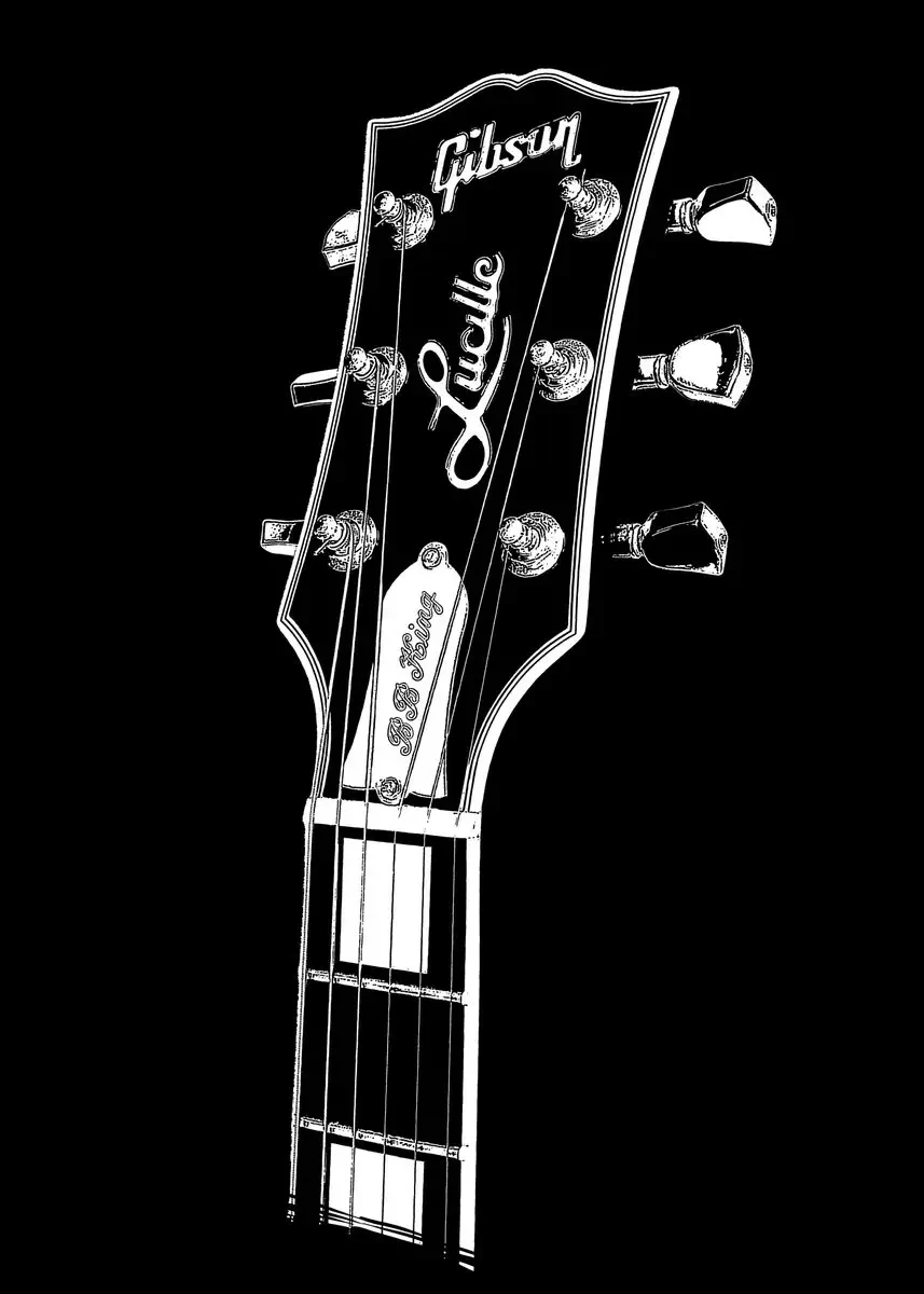 Plakat gitara line art – abstrakcyjny rysunek na ścianę Błękitny