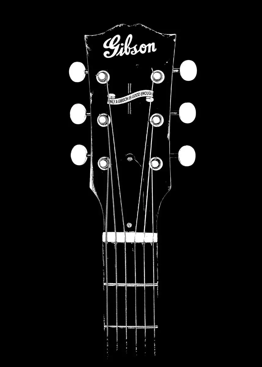 Plakat gitara line art – abstrakcyjny rysunek na ścianę Khaki