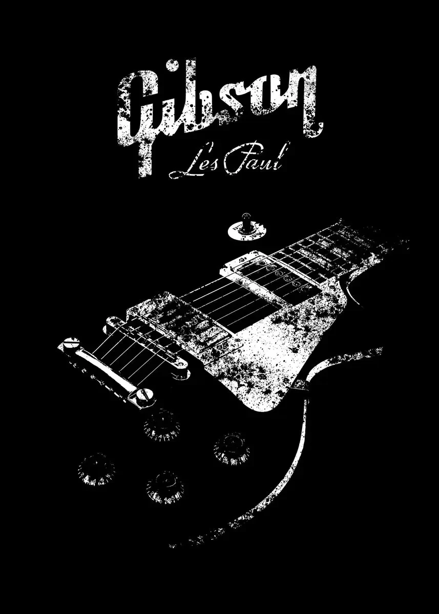 Plakat gitara line art – abstrakcyjny rysunek na ścianę Czarny