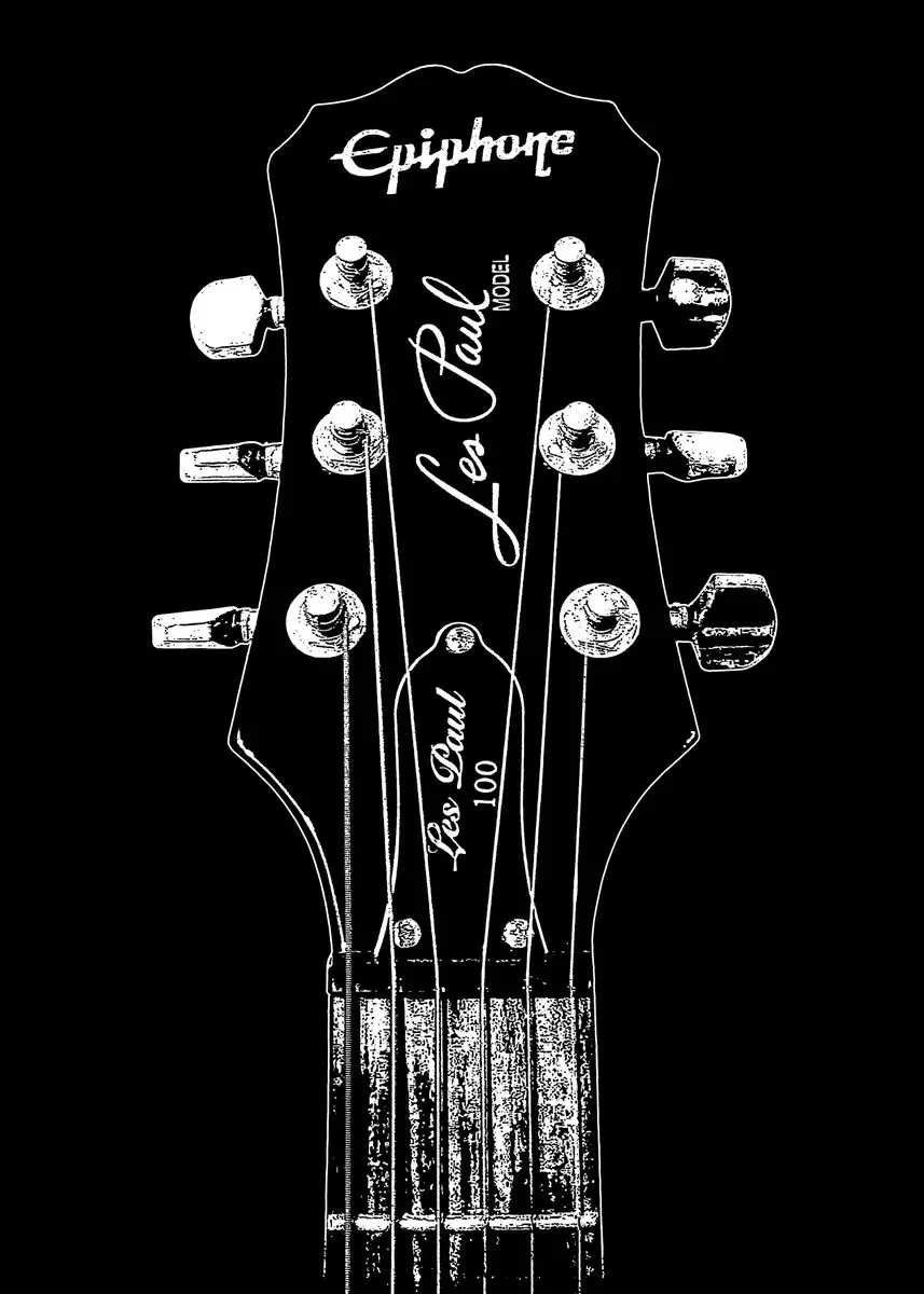 Plakat gitara line art – abstrakcyjny rysunek na ścianę Różowy