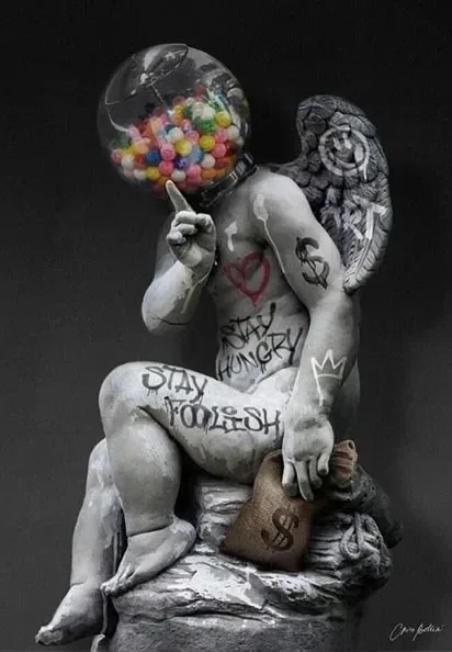 Plakat głowa Dawida w stylu graffiti Beżowy