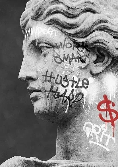 Plakat głowa Dawida w stylu graffiti Czerwony