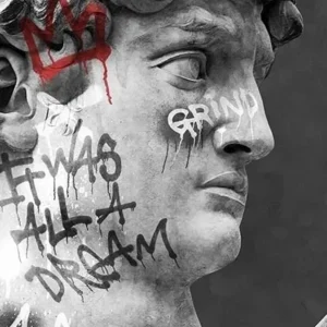 Plakat głowa Dawida w stylu graffiti Szary