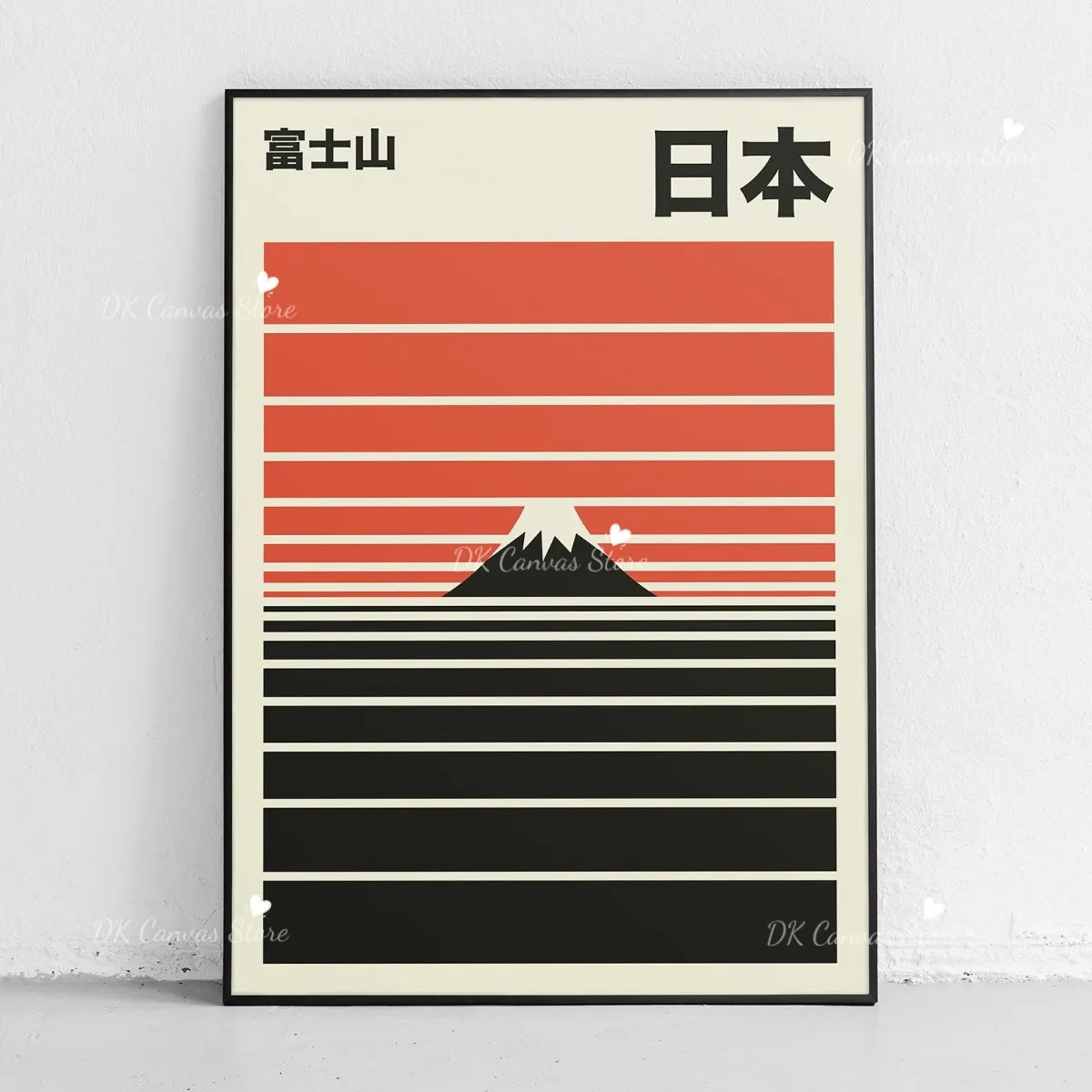 Góra Fudżi japandi - abstrakcyjny plakat Granatowy