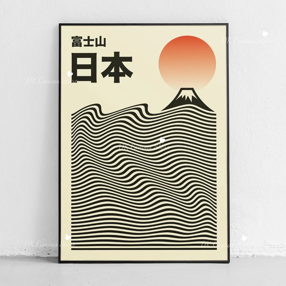 Góra Fudżi japandi - abstrakcyjny plakat Zielony