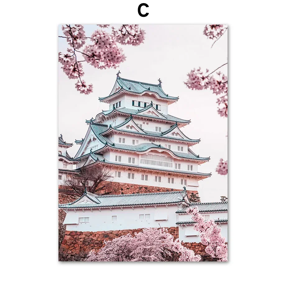 Plakat góra Fudżi i sakura - japońska grafika Czerwony