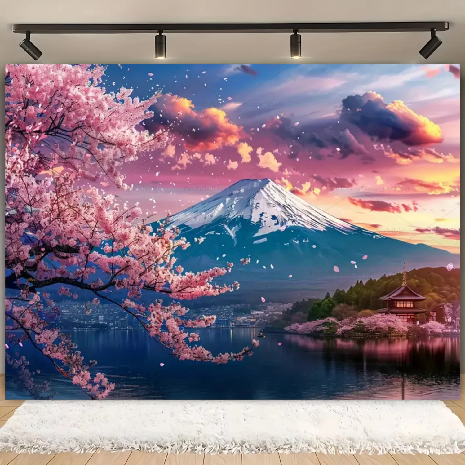 Góra Fuji i kwiat wiśni nocą Wielo