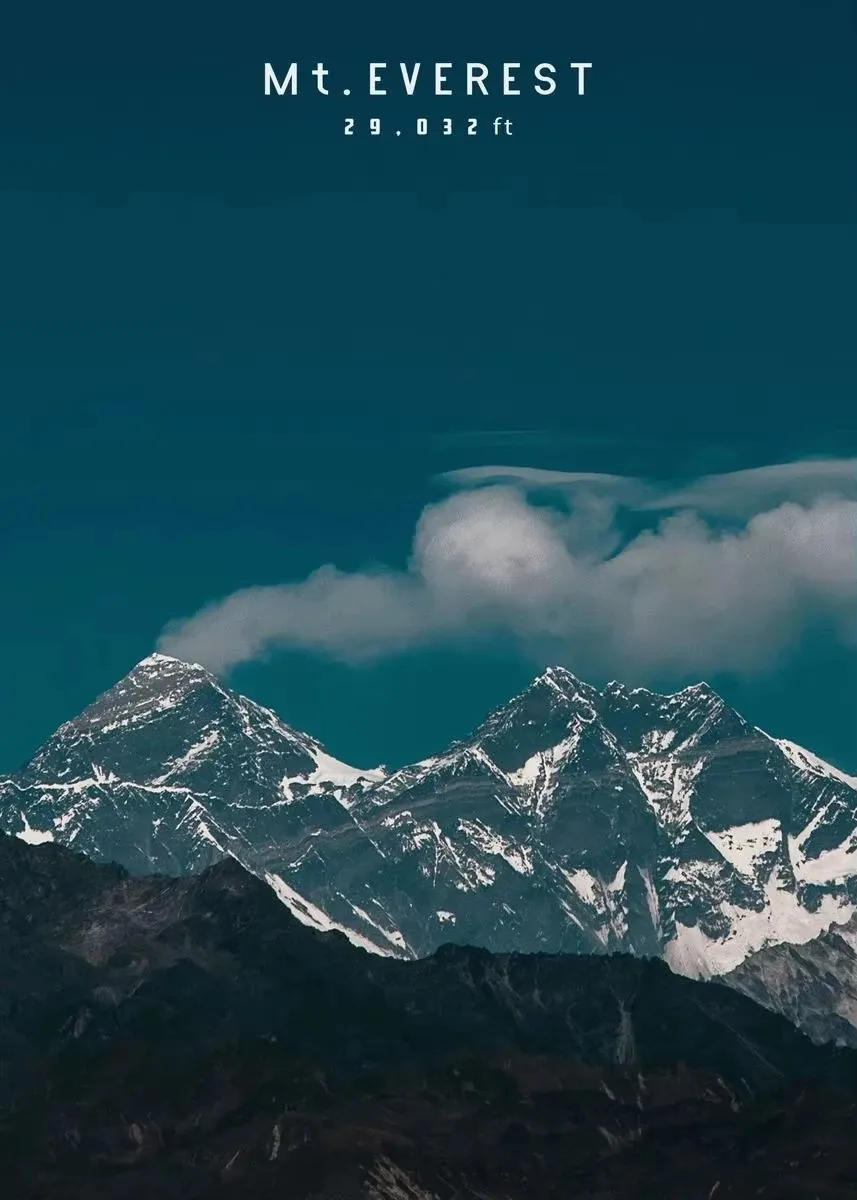 Plakat Mount Everest górski krajobraz Ciemny szary