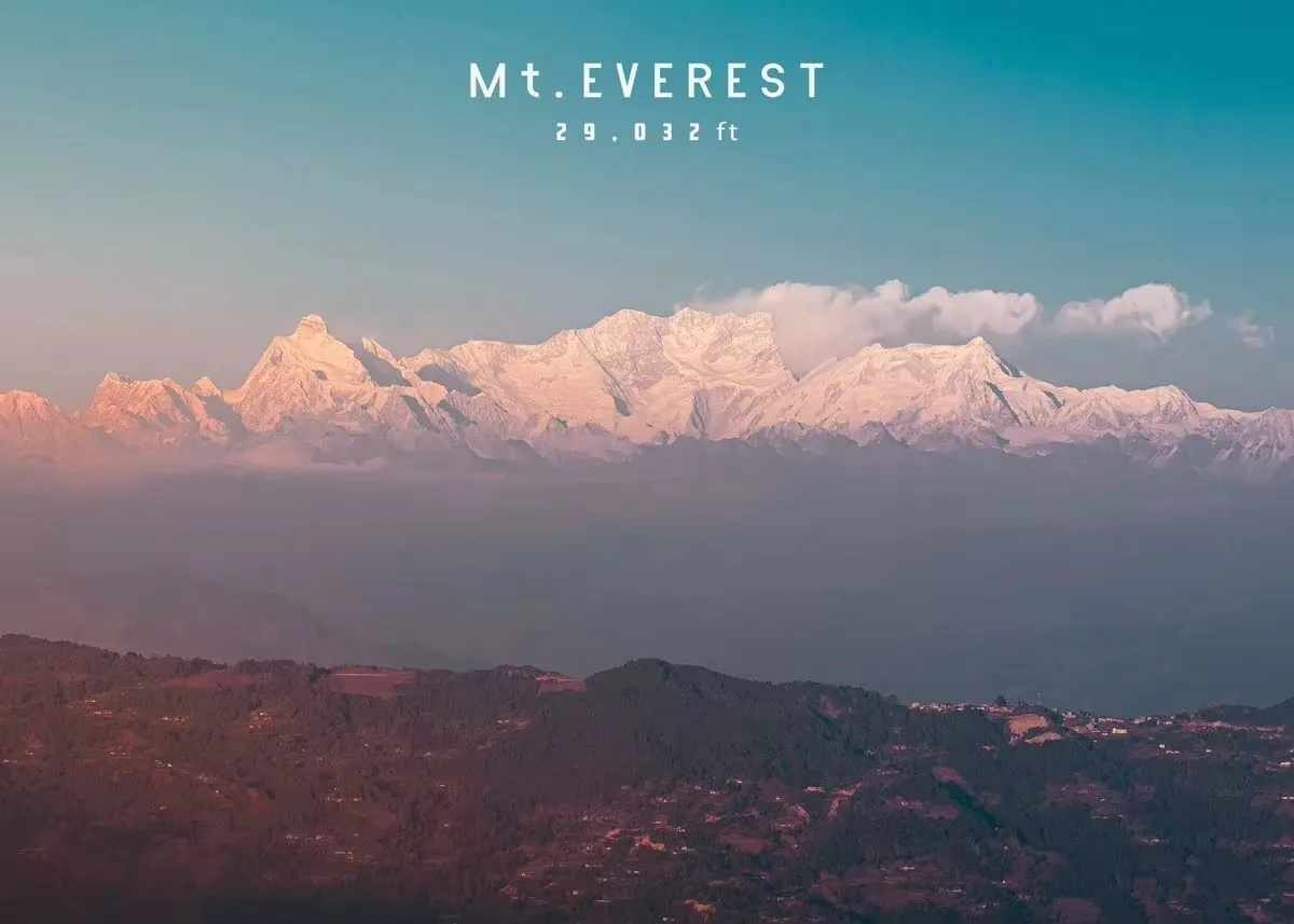 Plakat Mount Everest górski krajobraz Niebieski