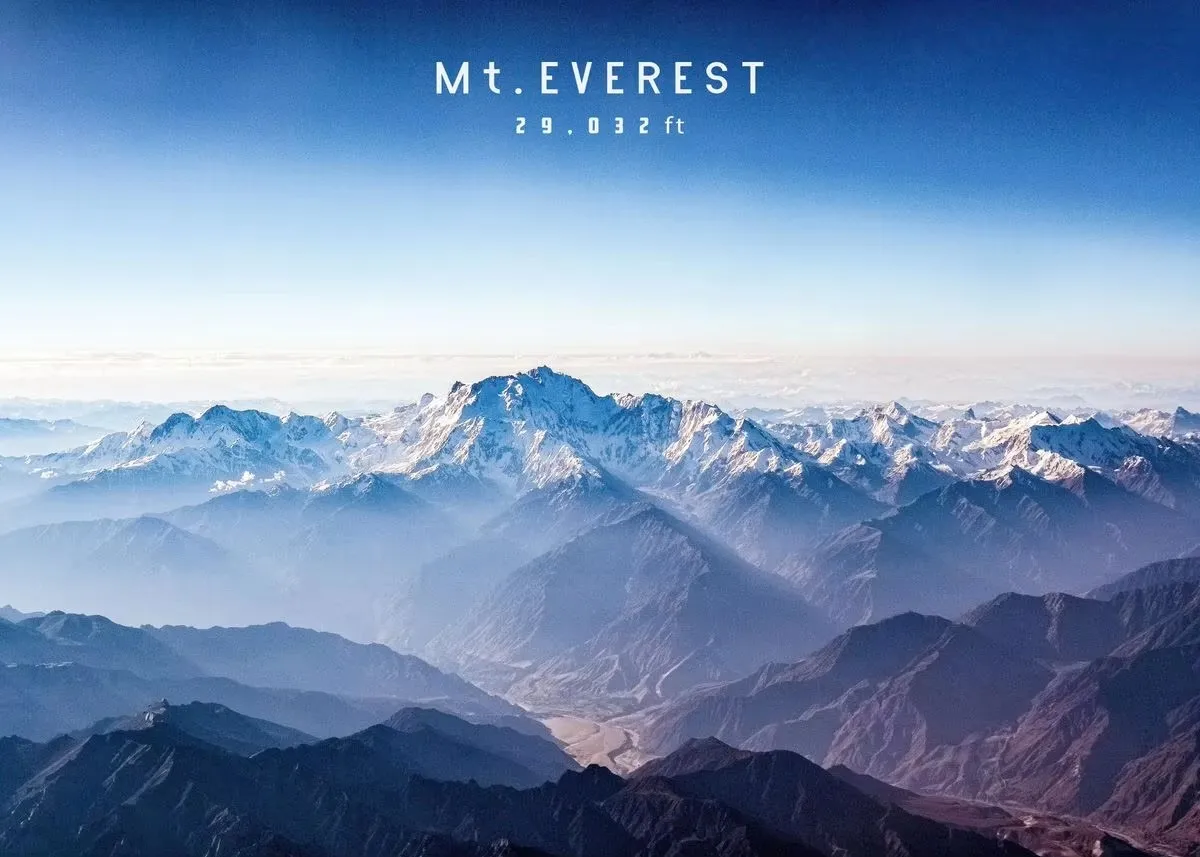 Plakat Mount Everest górski krajobraz Pomarańczowy