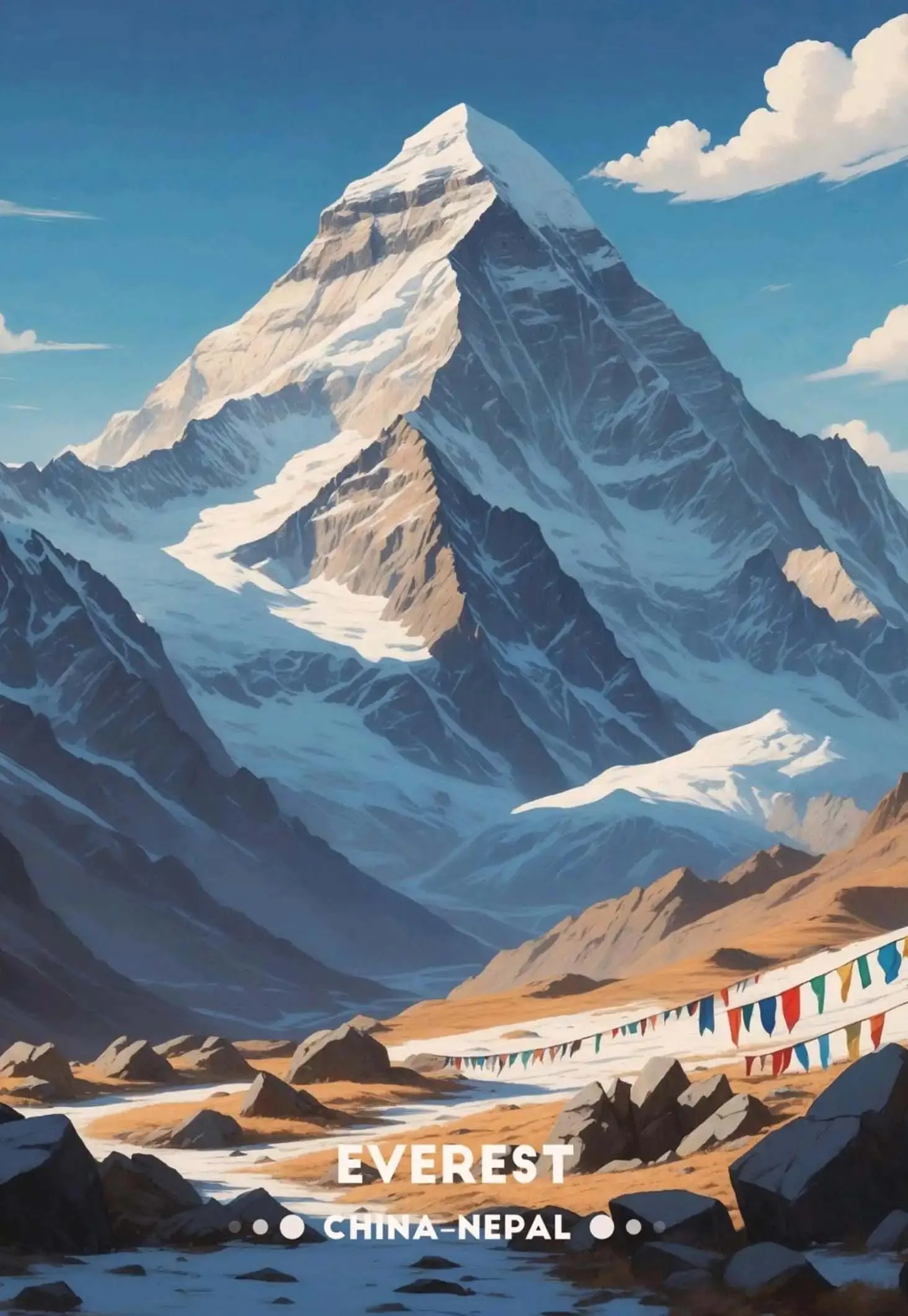 Górskie krajobrazy Nepalu - plakat podróżny Burgundia