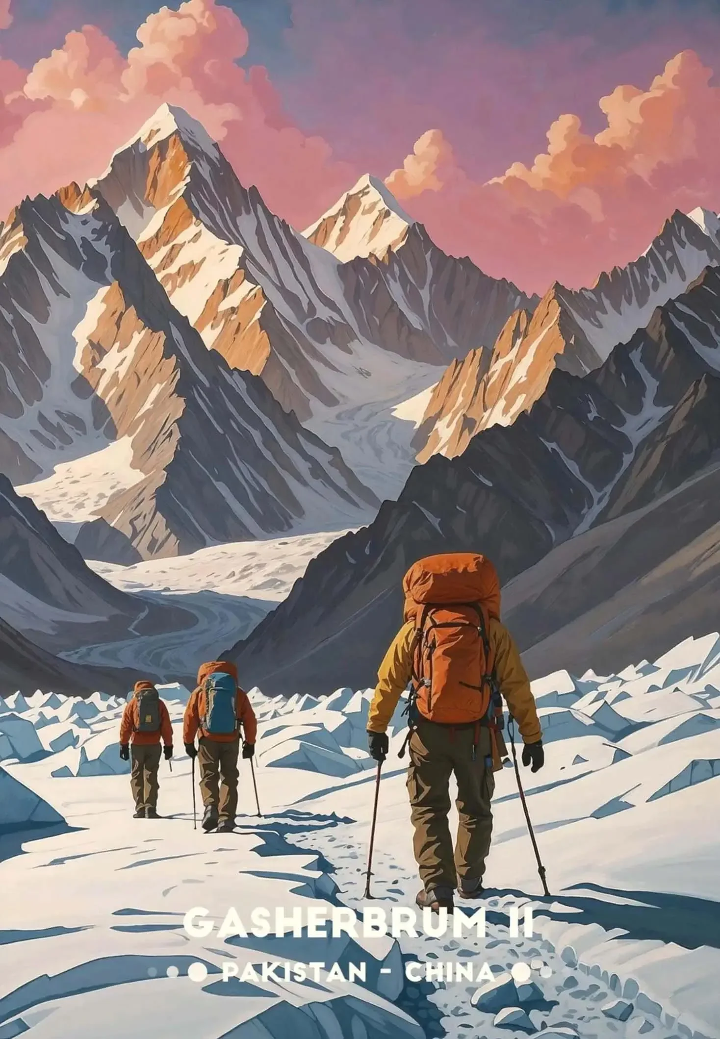 Górskie krajobrazy Nepalu - plakat podróżny Granatowy