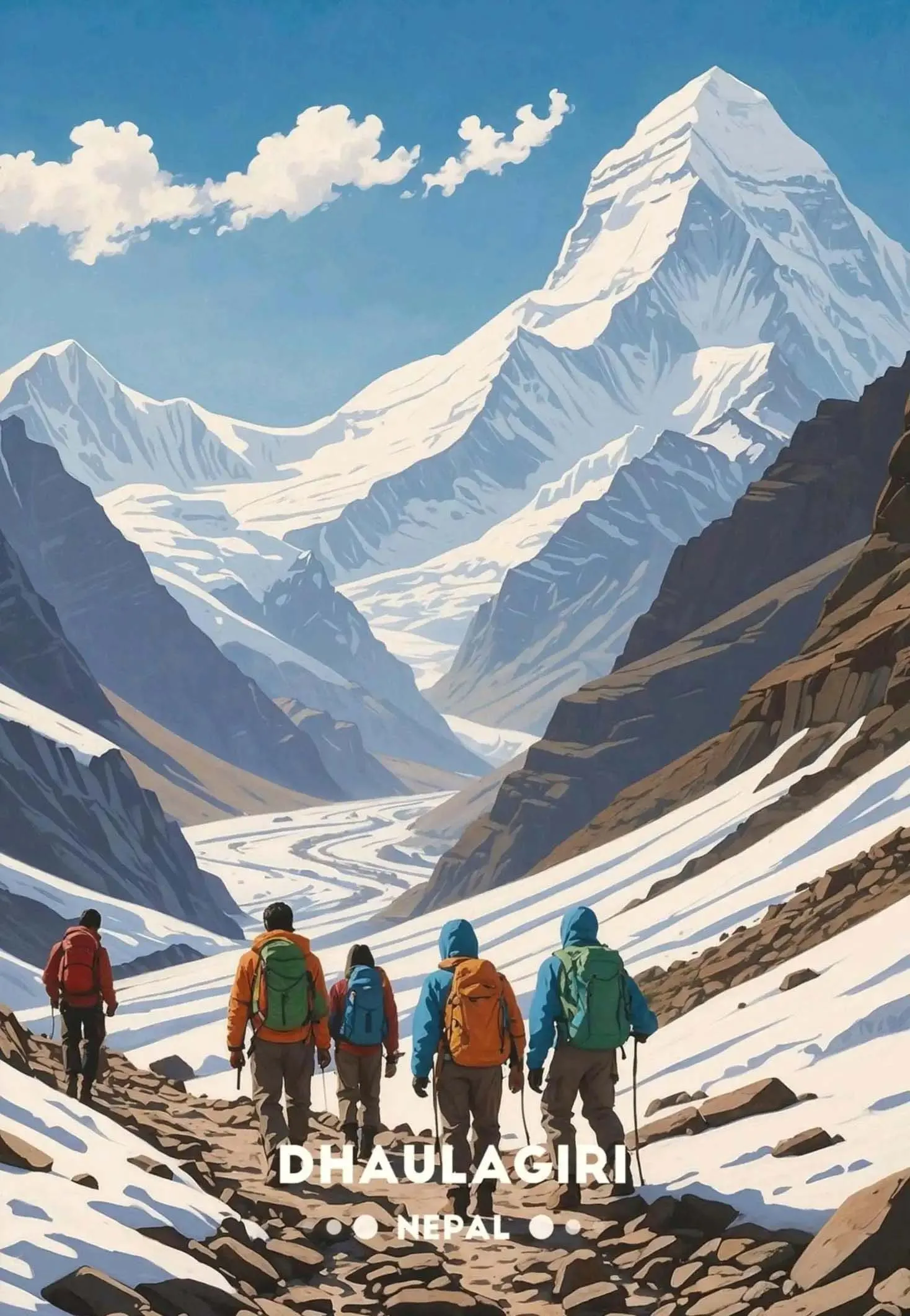 Górskie krajobrazy Nepalu - plakat podróżny Jasnożółty