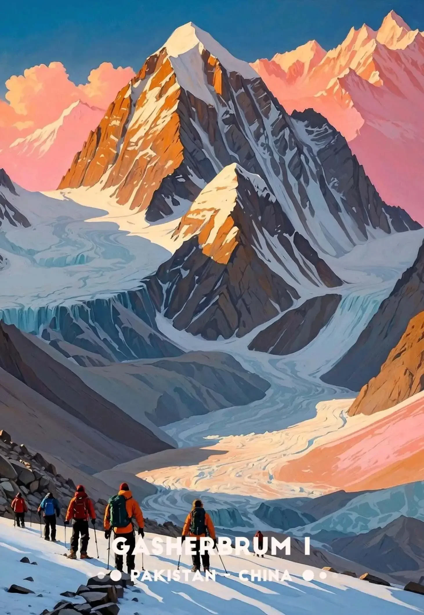 Górskie krajobrazy Nepalu - plakat podróżny Pomarańczowy