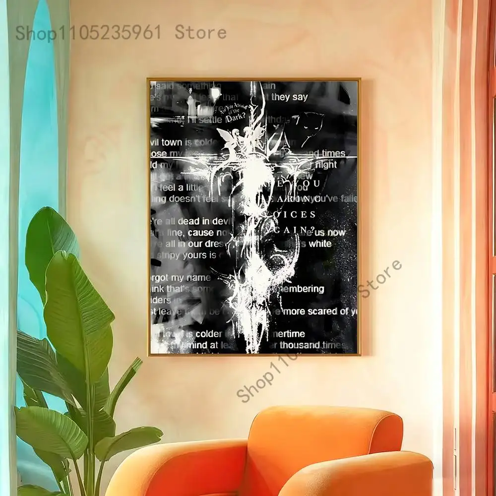 Plakat w mrocznym stylu gotyckiej estetyki Czerwony