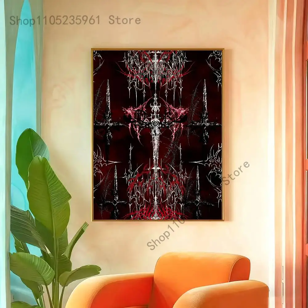 Plakat w mrocznym stylu gotyckiej estetyki Kawa