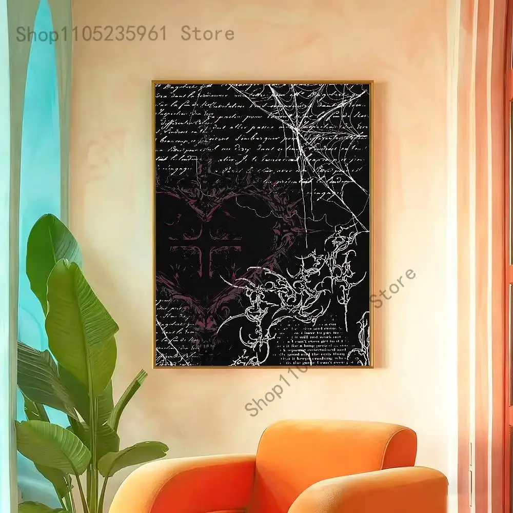 Plakat w mrocznym stylu gotyckiej estetyki Niebieski