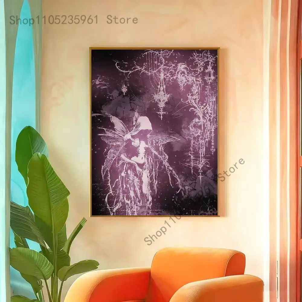Plakat w mrocznym stylu gotyckiej estetyki Srebrny