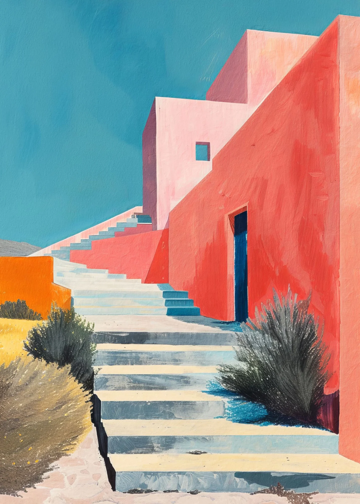 Grecka architektura - abstrakcyjny plakat Granatowy