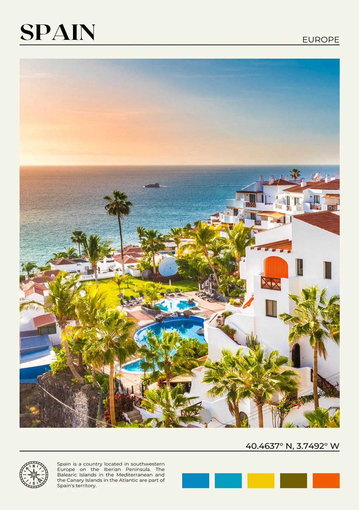 Hiszpania - plakat podróżniczy Zielony