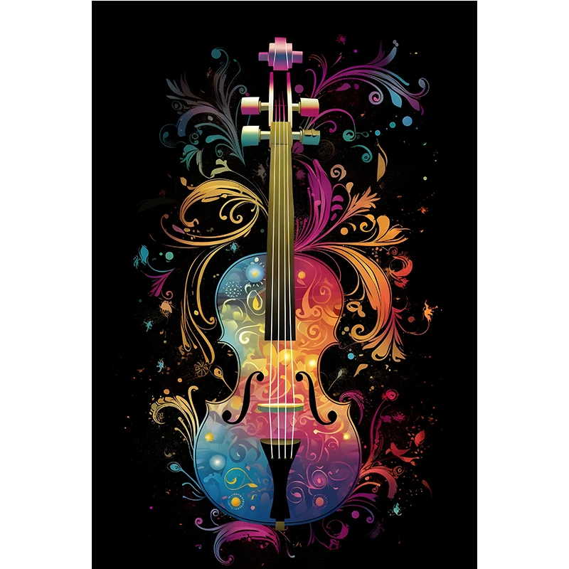 Plakat instrumenty klasyczne – fortepian i gitara Błękitny