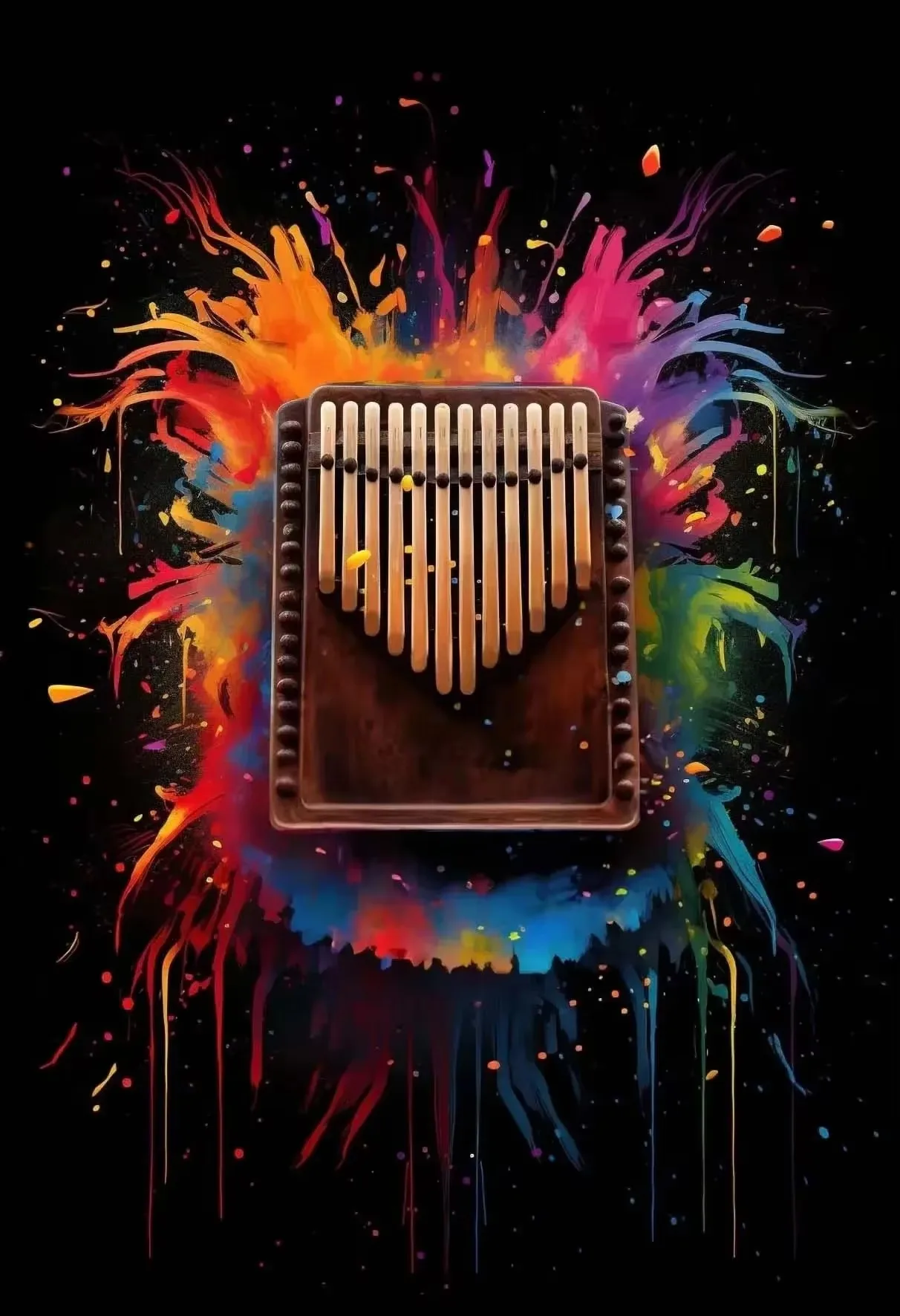 Plakat instrumenty klasyczne – fortepian i gitara Brązowy