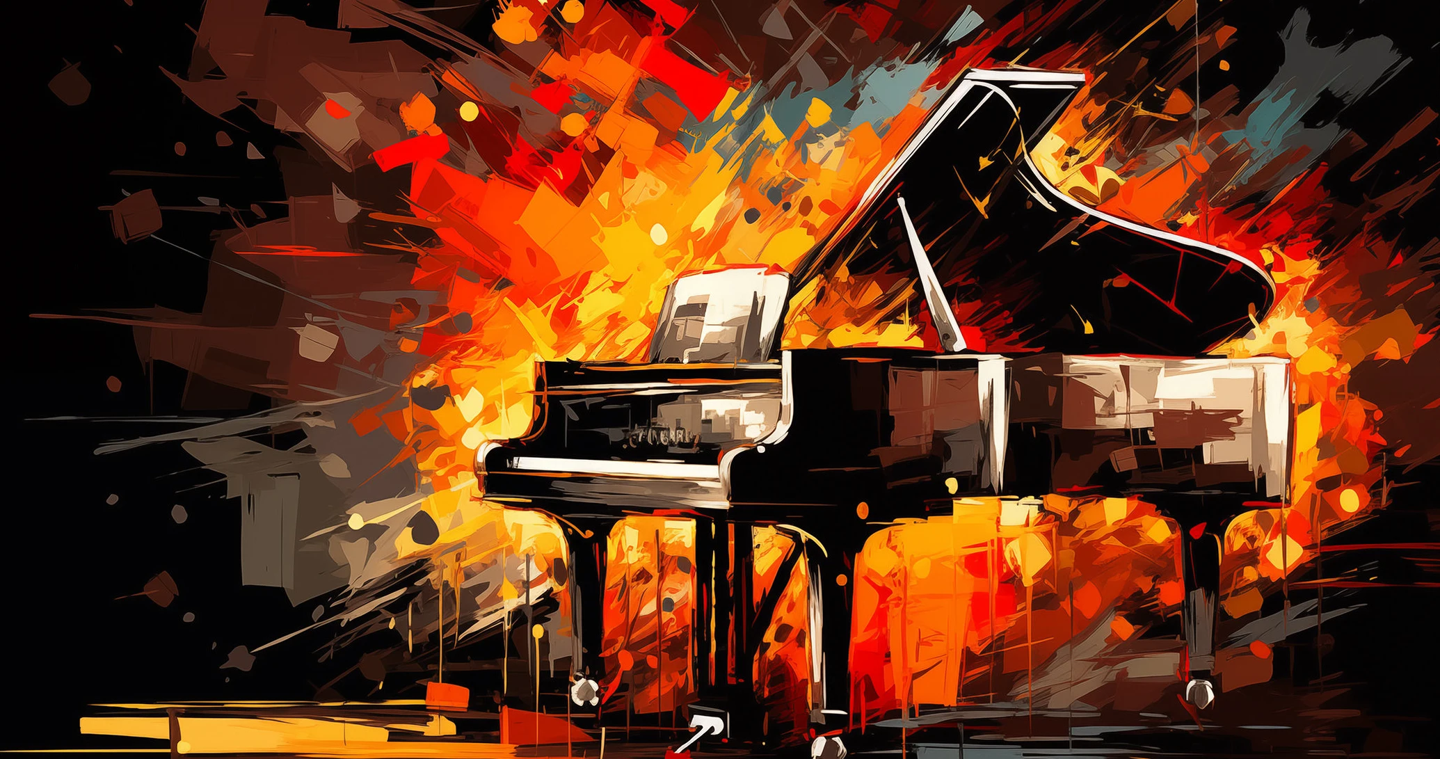 Plakat instrumenty muzyczne – abstrakcyjna muzyka w stylu retro Czerwony