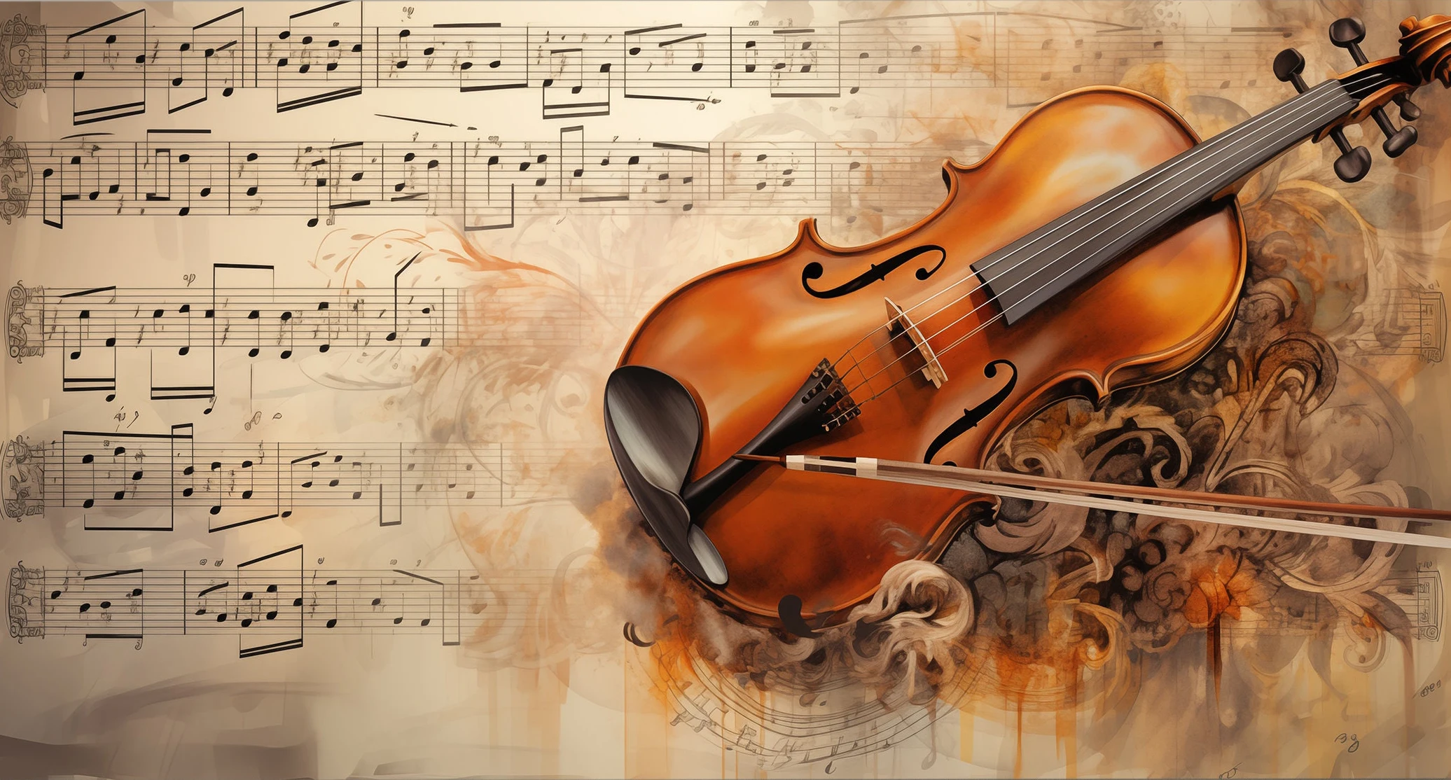 Plakat instrumenty muzyczne – abstrakcyjna muzyka w stylu retro Fioletowy