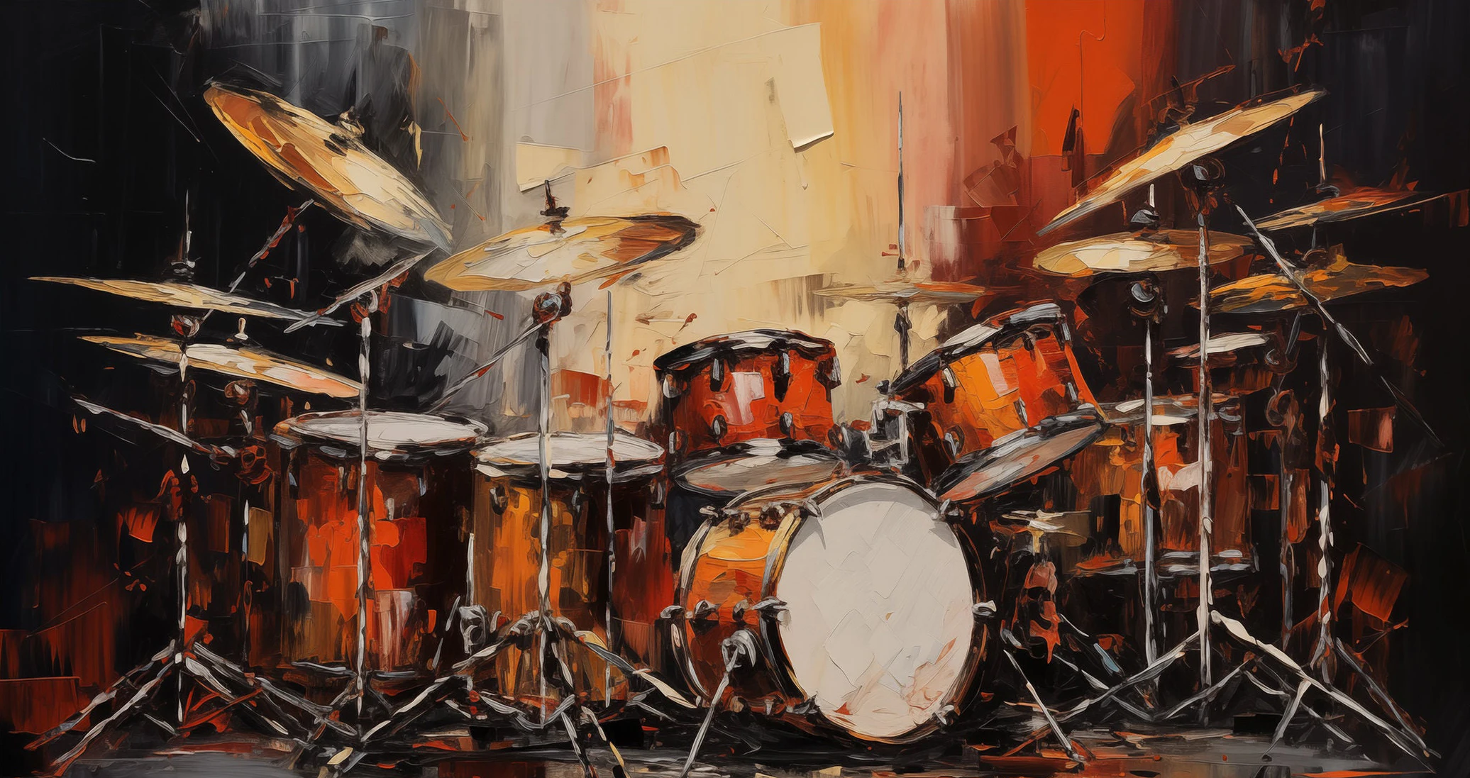 Plakat instrumenty muzyczne – abstrakcyjna muzyka w stylu retro żółty
